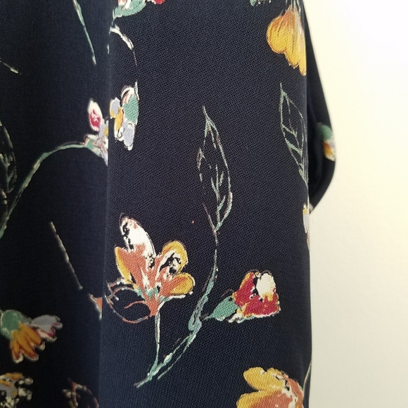 Mod Ref Sleeveless Tassel Trim Navy Floral Dress, M - Picture 8 of 9